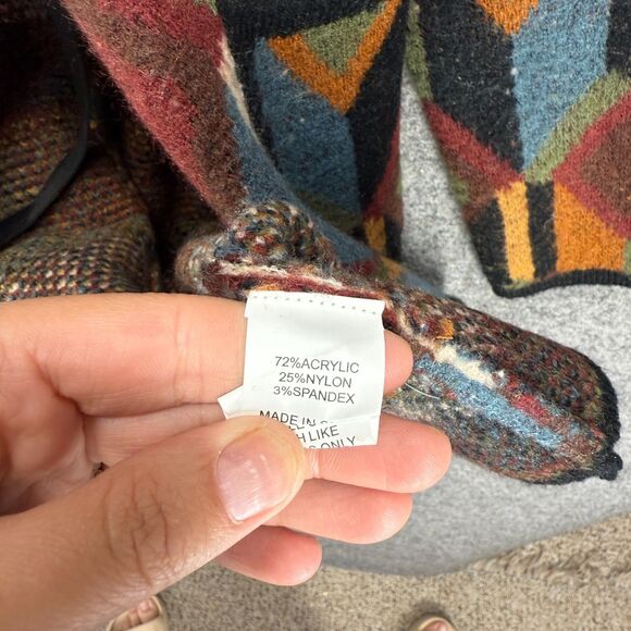 Cotton & Rye Cardigan Women XL Brown Geometric Open Front Long Sleeve Pockets - Picture 6 of 7